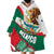 Mexico Independence Day Wearable Blanket Hoodie Dahlia Flower Aztec Pattern