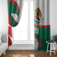 Mexico themed window curtain with eagle emblem and floral prints