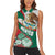 Mexico Independence Day Women Sleeveless Polo Shirt Dahlia Flower Aztec Pattern