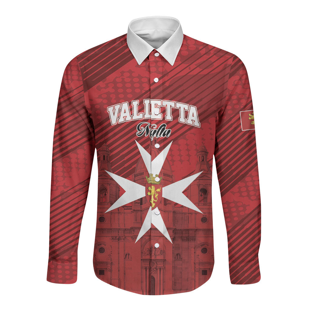 Personalised Malta Valletta Long Sleeve Button Shirt St Johns Cathedral