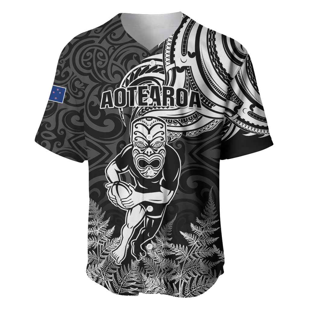 New Zealand Silver Fern Rugby Baseball Jersey Maori Tiki Player With Ta Moko Tribal - Wonder Print Shop