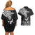 New Zealand Silver Fern Rugby Couples Matching Off Shoulder Short Dress and Hawaiian Shirt Maori Tiki Player With Ta Moko Tribal - Wonder Print Shop