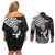 New Zealand Silver Fern Rugby Couples Matching Off Shoulder Short Dress and Long Sleeve Button Shirts Maori Tiki Player With Ta Moko Tribal - Wonder Print Shop