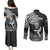 New Zealand Silver Fern Rugby Couples Matching Puletasi Dress and Long Sleeve Button Shirts Maori Tiki Player With Ta Moko Tribal - Wonder Print Shop