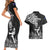 New Zealand Silver Fern Rugby Couples Matching Short Sleeve Bodycon Dress and Hawaiian Shirt Maori Tiki Player With Ta Moko Tribal - Wonder Print Shop