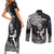 New Zealand Silver Fern Rugby Couples Matching Short Sleeve Bodycon Dress and Long Sleeve Button Shirts Maori Tiki Player With Ta Moko Tribal - Wonder Print Shop