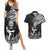 New Zealand Silver Fern Rugby Couples Matching Summer Maxi Dress and Hawaiian Shirt Maori Tiki Player With Ta Moko Tribal - Wonder Print Shop