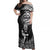 New Zealand Silver Fern Rugby Off Shoulder Maxi Dress Maori Tiki Player With Ta Moko Tribal - Wonder Print Shop