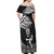 New Zealand Silver Fern Rugby Off Shoulder Maxi Dress Maori Tiki Player With Ta Moko Tribal - Wonder Print Shop