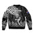 New Zealand Silver Fern Rugby Sleeve Zip Bomber Jacket Maori Tiki Player With Ta Moko Tribal - Wonder Print Shop