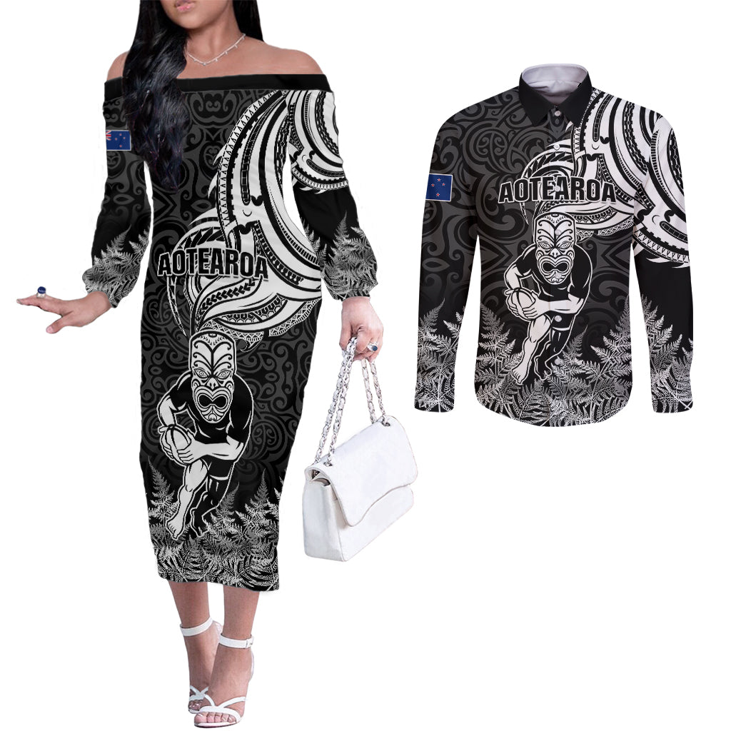 custom-new-zealand-silver-fern-rugby-couples-matching-off-the-shoulder-long-sleeve-dress-and-long-sleeve-button-shirts-maori-tiki-player-with-ta-moko-tribal