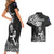 Custom New Zealand Silver Fern Rugby Couples Matching Short Sleeve Bodycon Dress and Hawaiian Shirt Maori Tiki Player With Ta Moko Tribal - Wonder Print Shop