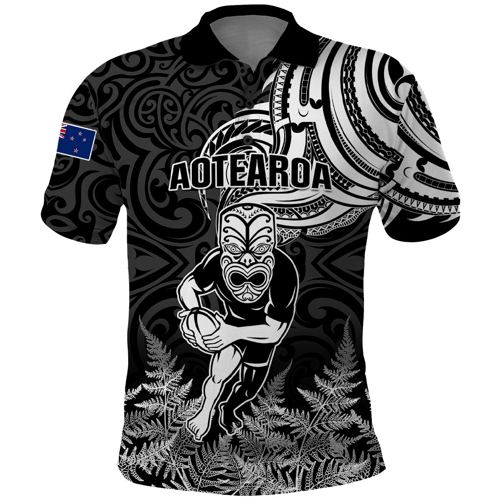 Custom New Zealand Silver Fern Rugby Polo Shirt Maori Tiki Player With Ta Moko Tribal - Wonder Print Shop