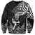 Custom New Zealand Silver Fern Rugby Sweatshirt Maori Tiki Player With Ta Moko Tribal - Wonder Print Shop