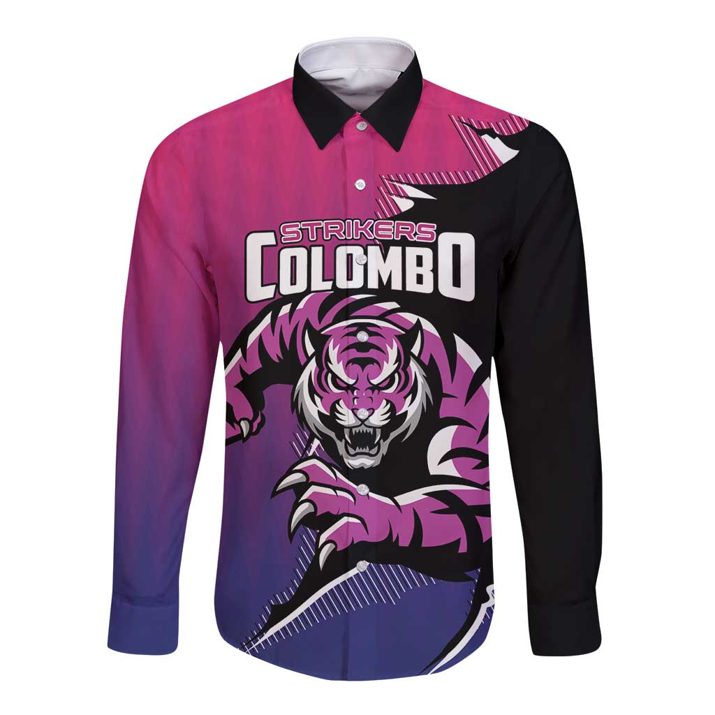 Custom Colombo Cricket Strikers Long Sleeve Button Shirt Strike To Conquer - Wonder Print Shop