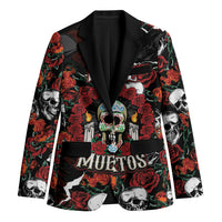 Personalized Dia De Muertos Sugar Skull Blazer Red Roses Floral Skeleton Graphic