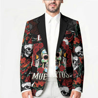 Personalized Dia De Muertos Sugar Skull Blazer Red Roses Floral Skeleton Graphic