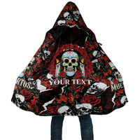 Personalized Dia De Muertos Sugar Skull Cloak Red Roses Floral Skeleton Graphic