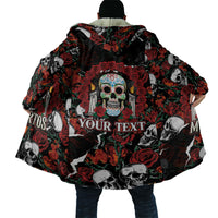Personalized Dia De Muertos Sugar Skull Cloak Red Roses Floral Skeleton Graphic