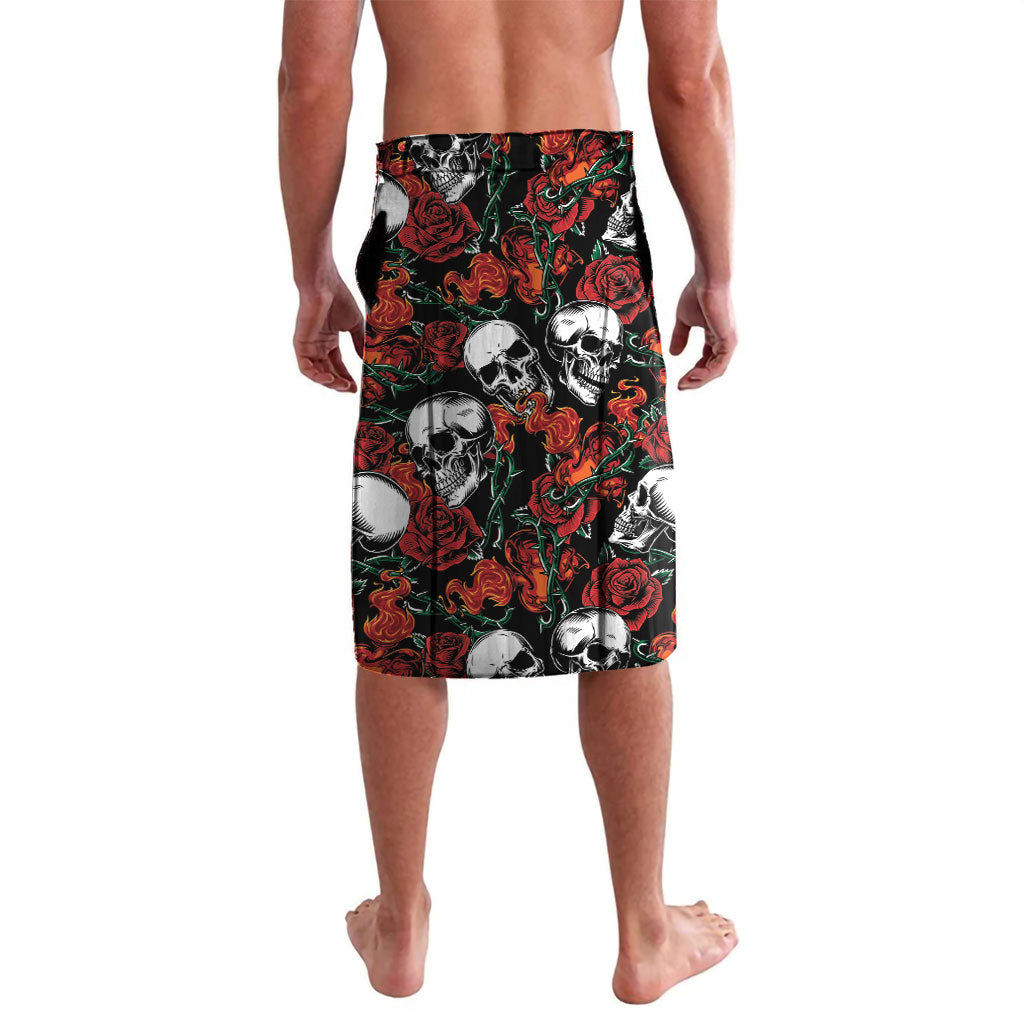 Personalized Dia De Muertos Sugar Skull Lavalava Red Roses Floral Skeleton Graphic