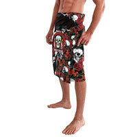 Personalized Dia De Muertos Sugar Skull Lavalava Red Roses Floral Skeleton Graphic