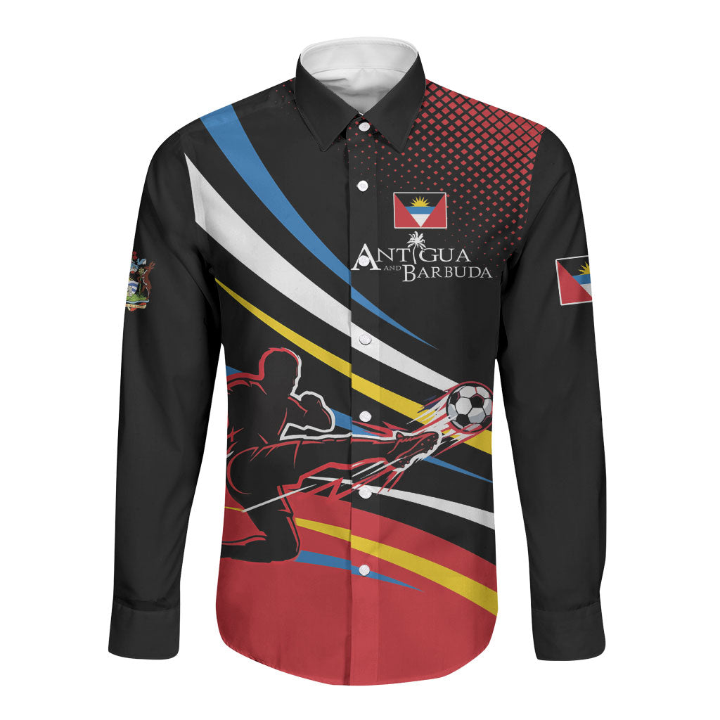 Custom Football Antigua and Barbuda Long Sleeve Button Shirt Come On Benna Boys