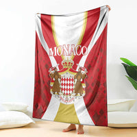 Red, white, and gold Monaco blanket with scalloped crest and crown