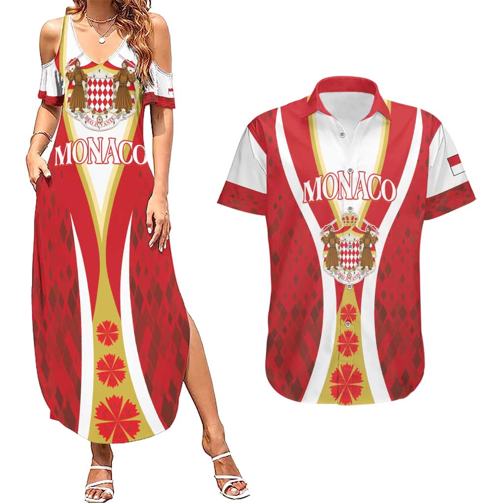 Personalized Monaco Couples Matching Summer Maxi Dress and Hawaiian Shirt Deo Juvante - Wonder Print Shop