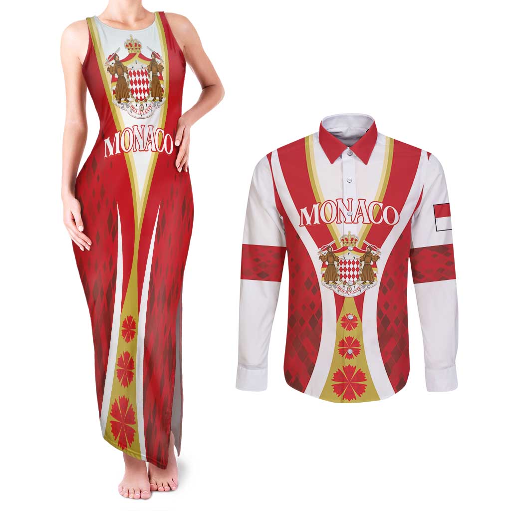 Personalized Monaco Couples Matching Tank Maxi Dress and Long Sleeve Button Shirt Deo Juvante - Wonder Print Shop