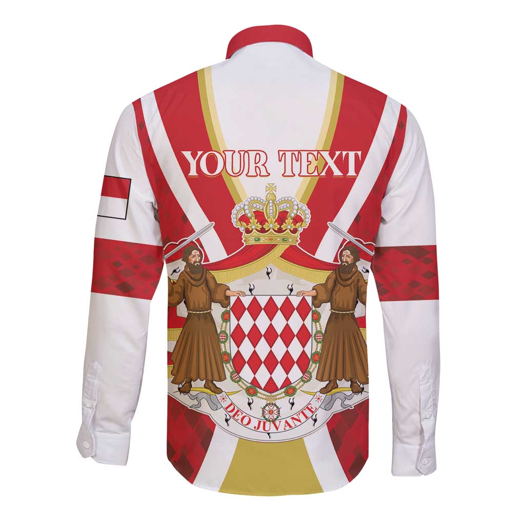 Personalized Monaco long-sleeve button shirt back with YOUR TEXT and crest