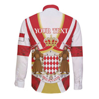Personalized Monaco long-sleeve button shirt back with YOUR TEXT and crest