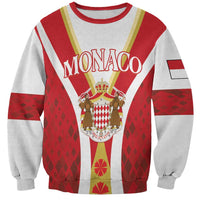 Personalized Monaco sweatshirt, red and gray striped front with crest graphic