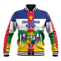 Central African Republic flag baseball jacket with bold front crest and ribbed collar