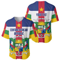 Central African Republic baseball jersey, front and back views, V-neck crest graphics