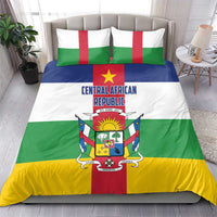 Central African Republic bedding set with flag stripes, crest emblem, and central star