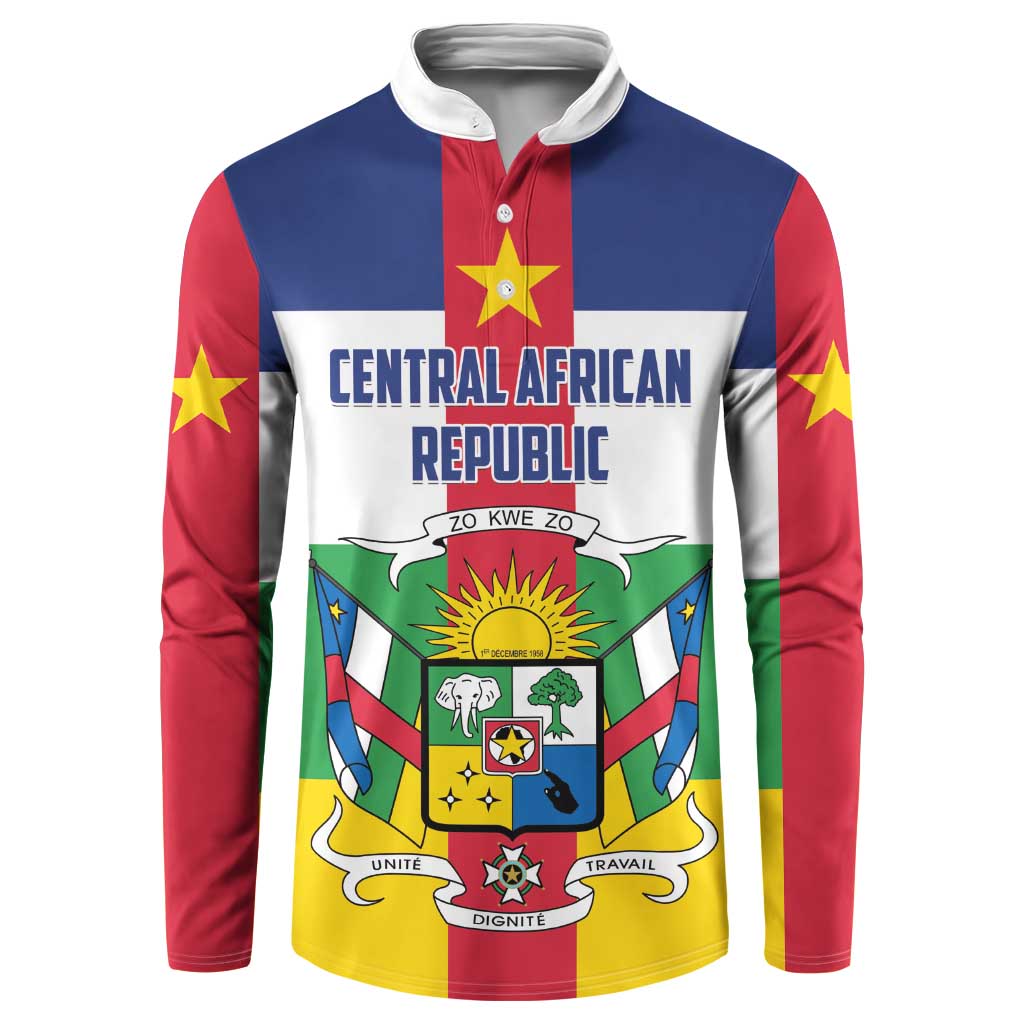 Personalized Central African Republic Button Sweatshirt Zo Kwe Zo Flag Style - Wonder Print Shop