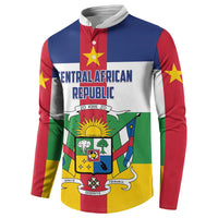 Men's button sweatshirt with Central African Republic flag graphic, front view with placket
