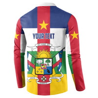 Men's button sweatshirt with Central African Republic flag graphic, back print with YOUR TEXT