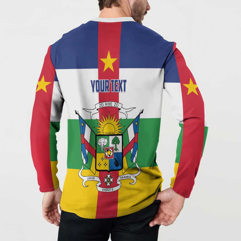 Men's button sweatshirt with Central African Republic crest, back print with YOUR TEXT