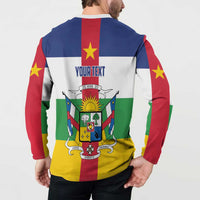 Men's button sweatshirt with Central African Republic crest, back print with YOUR TEXT