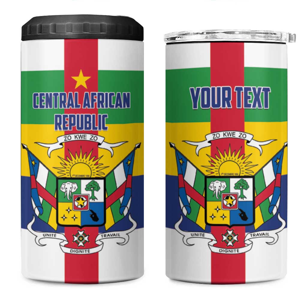 Personalized Central African Republic 4 in 1 Can Cooler Tumbler Zo Kwe Zo Flag Style - Wonder Print Shop