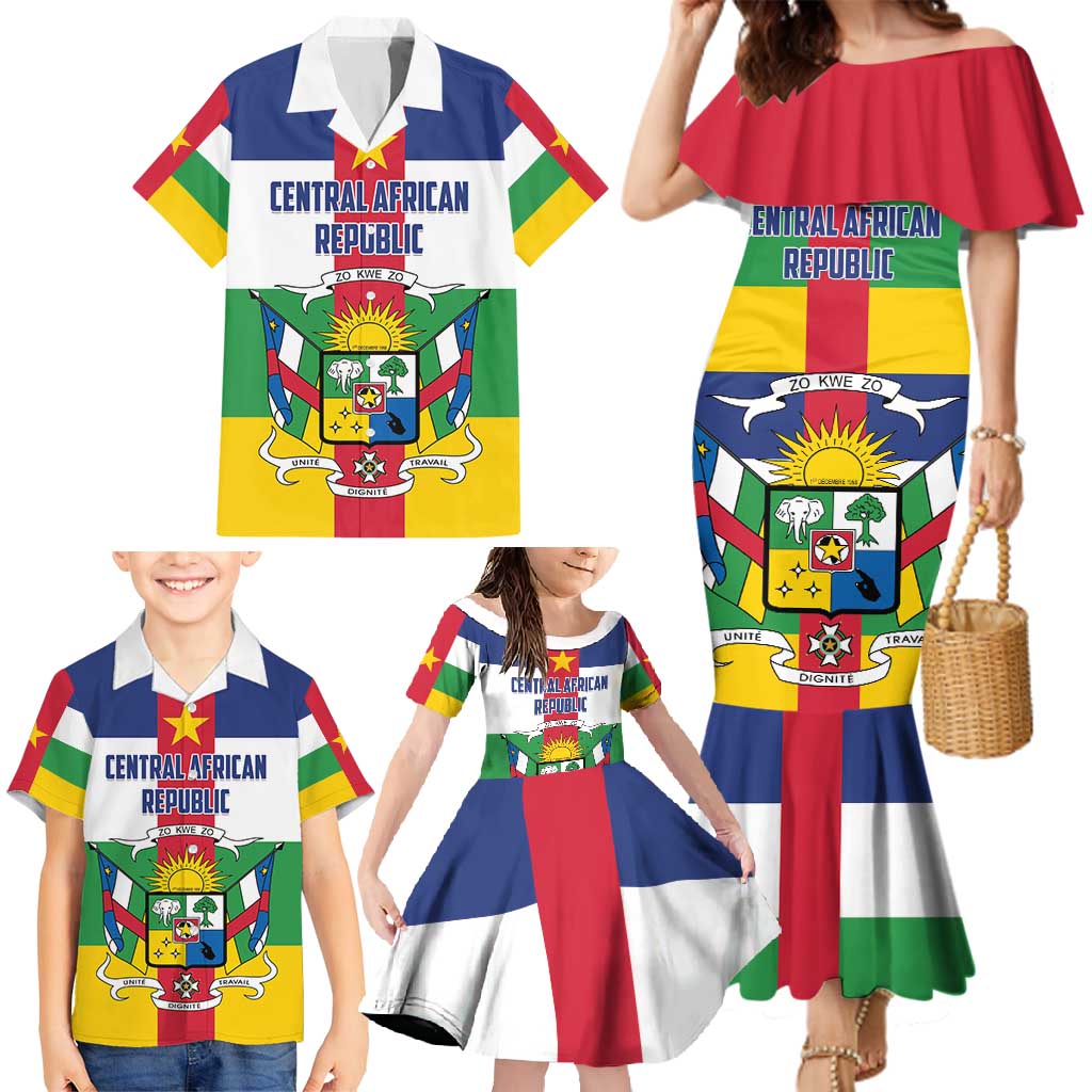 Personalized Central African Republic Family Matching Mermaid Dress and Hawaiian Shirt Zo Kwe Zo Flag Style - Wonder Print Shop