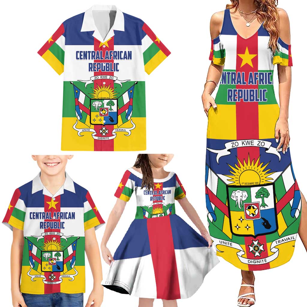 Personalized Central African Republic Family Matching Summer Maxi Dress and Hawaiian Shirt Zo Kwe Zo Flag Style - Wonder Print Shop