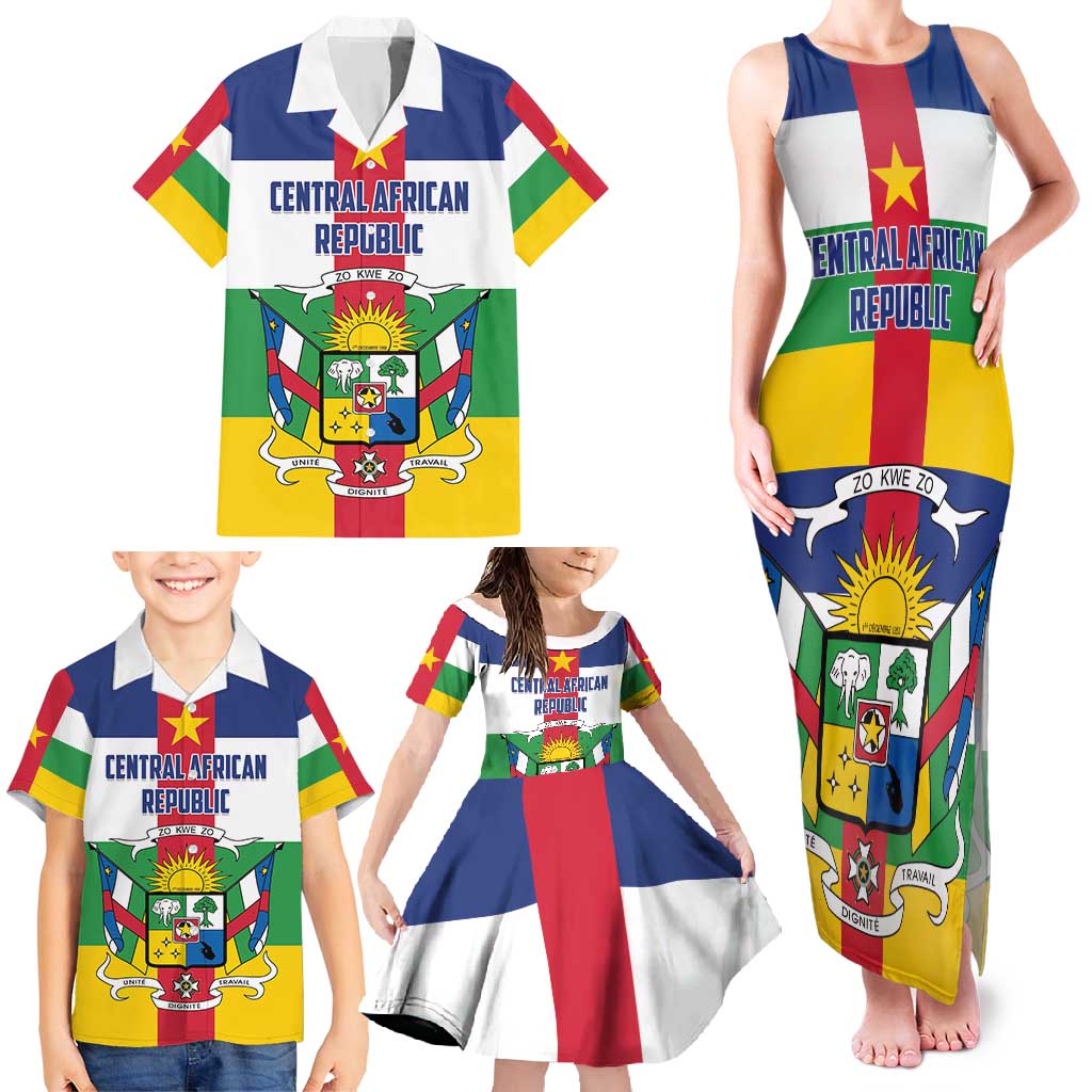 Personalized Central African Republic Family Matching Tank Maxi Dress and Hawaiian Shirt Zo Kwe Zo Flag Style - Wonder Print Shop