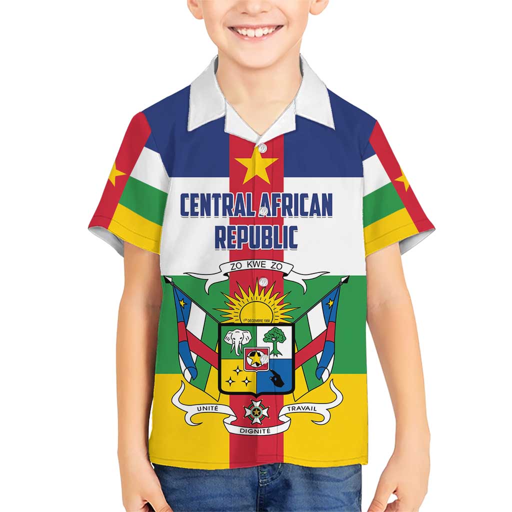 Personalized Central African Republic Kid Hawaiian Shirt Zo Kwe Zo Flag Style - Wonder Print Shop