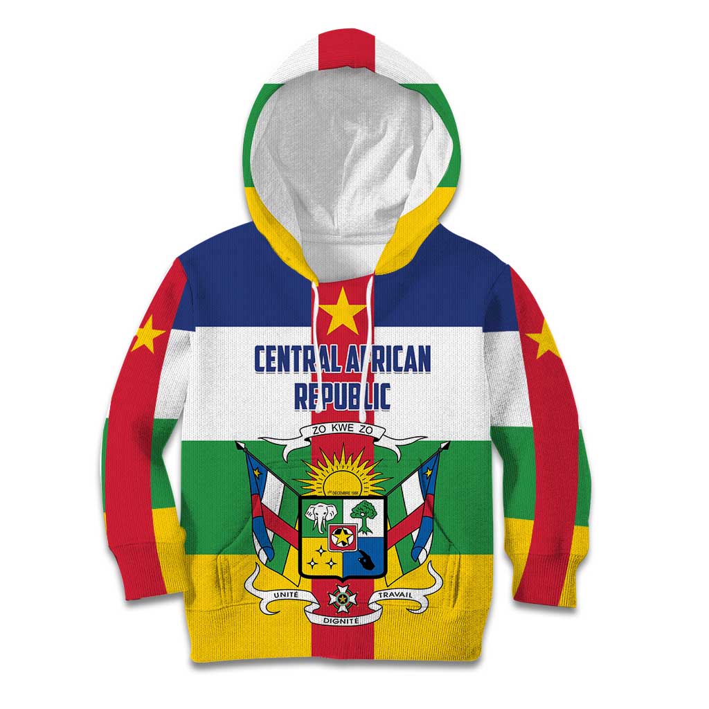 Personalized Central African Republic Kid Hoodie Zo Kwe Zo Flag Style - Wonder Print Shop