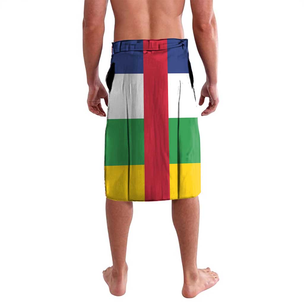 Men's flag-print lavalava skirt with vertical stripes, elastic waist and drawstring