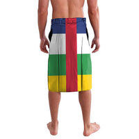 Men's flag-print lavalava skirt with vertical stripes, elastic waist and drawstring