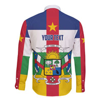 Central African Republic long-sleeve button shirt, back flag print with YOUR TEXT