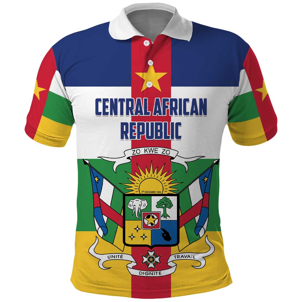 Personalized Central African Republic Polo Shirt Zo Kwe Zo Flag Style - Wonder Print Shop